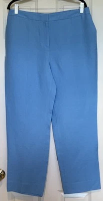 Pantalones Kasper Azul Mezcla Lino Talla 12 Bolsillos Frontales con Cremallera Cintura Elástica Lateral Nuevos con Etiquetas Foto 1 de 4