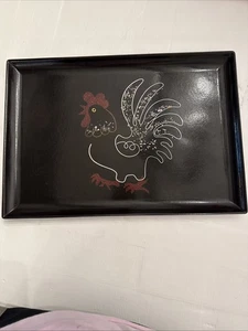 Couroc of Monterey Rooster Hand Inlay Metal,Tin,Shell, Mid CenturyCocktail Tray - Picture 1 of 5