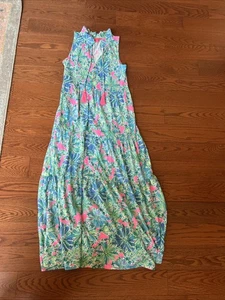 Maxi Vestido Lilly Pulitzer Malone Soleil Rosa Buen Día de la Liebre XS S 🦄 Borla Floral - Imagen 1 de 7