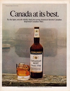Anuncio impreso de whisky canadiense Canadian Mist 1972 vintage original - Imagen 1 de 1