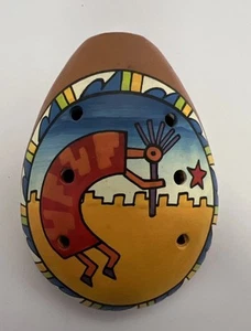 Whistle Peru Handmade Hand Painted Clay Ocarina Flute Instrument - Picture 1 of 7