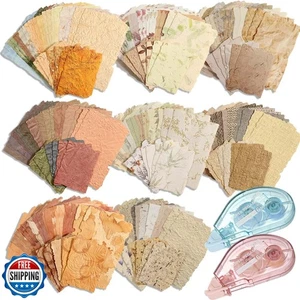 226 Sheets Vintage Scrapbook Paper Kit with Photo Tapes, Textured Scrapbookin - Picture 1 of 5