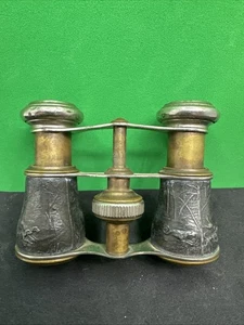 Vintage Paar Sportiere Paris Oper Glas Ferngläser mit Hirsch und Hund - Bild 1 von 16