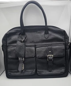 Vintage Polo Ralph Lauren Black Leather Briefcase Messenger Laptop Bag  - Bild 1 von 24
