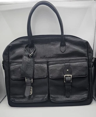 Maletín de cuero negro vintage Polo Ralph Lauren mensajero bolso para computadora portátil  Foto 1 de 4