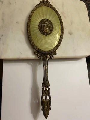Victorian Era Antique Mirror with Metal & Ceramic Decoration - Image 1 of 4