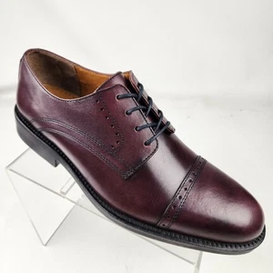 Zapatos Oxford Bass Bunker para Hombres Cuero Borgoña Talla 11 M Suela Flexible Con Cordones NUEVO - Imagen 1 de 10