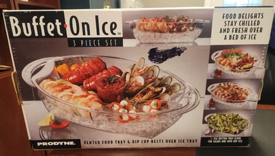 Buffet On Ice, 3 piece set. Vented Food Tray, Food stays cold on ice. Acrylic - Image 1 of 3