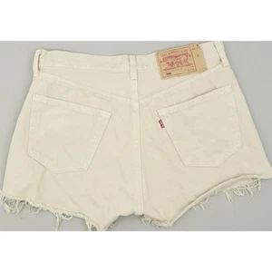Levi's 501 Made in USA Beige Hot Pants Vintage Denim Shorts High Waisted W34 - Picture 1 of 2