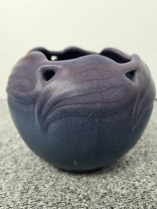 Van Briggle Keramik Jugendstil matt lila blau Blatt Vase Schale Colorado signiert - Bild 1 von 11