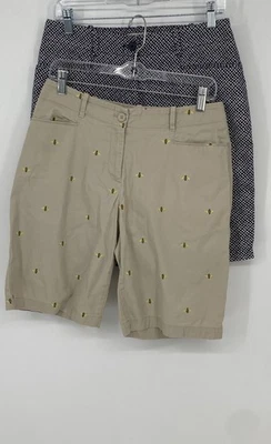 Pantalones Cortos Chinos Talbots Mujer Azul Beige Floral Mezcla Algodón Talla 6 Lote de 2 Foto 1 de 4