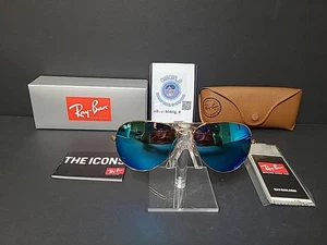 Ray Ban Pilotenbrille RB3026 62 mm goldfarbenes Gestell mit blau verspiegelten Gläsern - Bild 1 von 7