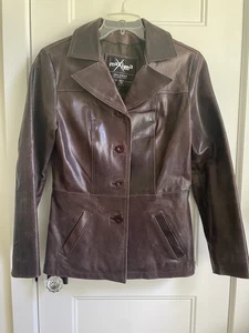 Damen Vintage Wilsons Maxima braune Lederjacke Medium - Bild 1 von 9