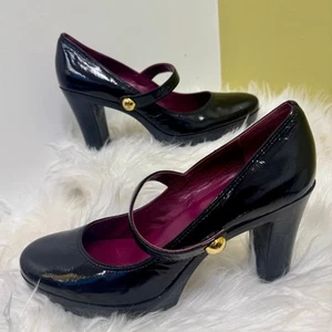 Coach Lilas Black Patent Leather Chunky Mary Jane Shoes Size 10B whimsigoth - Picture 1 of 14