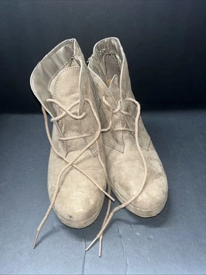 Merona Women's Brown Leather Ankle Wedge Boots Lace Up Size 10 - Изображение 1 из 4