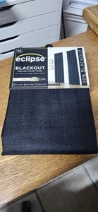 NEW ECLISPE SAMARA BLACKOUT ROD POCKET SINGLE CURTAIN PANEL 42x84 BLACK - Picture 1 of 4