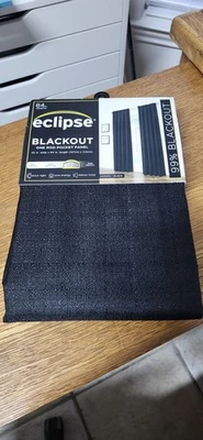 NEW ECLISPE SAMARA BLACKOUT ROD POCKET SINGLE CURTAIN PANEL 42x84 BLACK - Image 1 of 4
