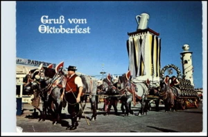 MÜNCHEN Gruss Oktoberfest 1979 Pferde Gespann Einzug Postkarte Bayern - Picture 1 of 1