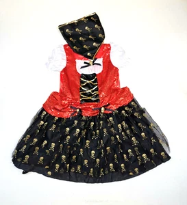 Girls 4-6x Fancy Skull Pirate Costume Sequins Glitter Puffy Dress - Picture 1 of 6