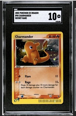 SGC 10 GEM MINT Charmander 98/97 EX Dragon Secret Rare Holo 2003 Pokemon Card - Image 1 of 2
