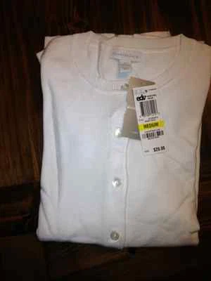 Suéter CHARTER CLUB Mujer Tejido Mangas Largas Botón Frontal Cárdigan - Blanco Nuevo con Etiquetas Foto 1 de 4