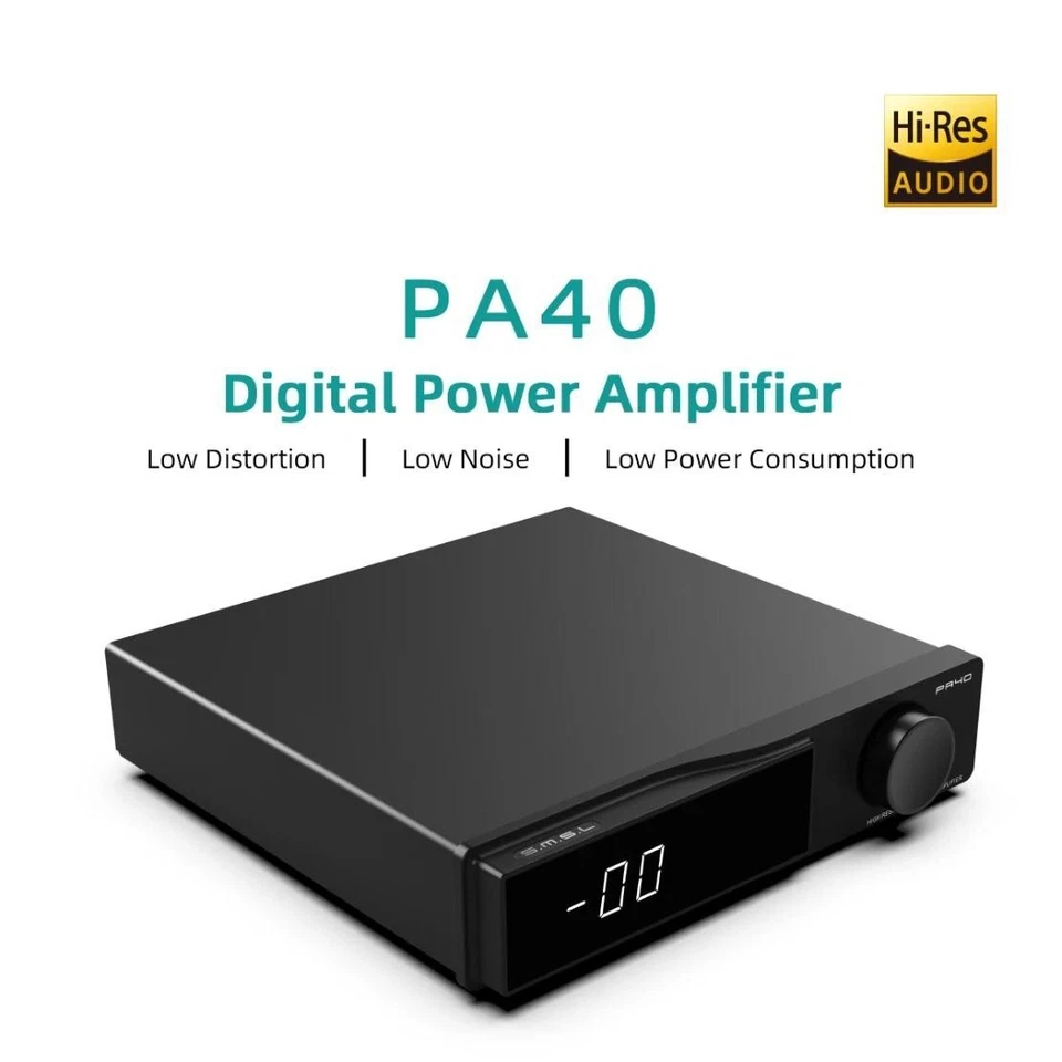 SMSL PA40 HiFi Digital Power Amplifier 165Wx2 Low Noise MA5332 Class D Amplifier - Image 1 of 4