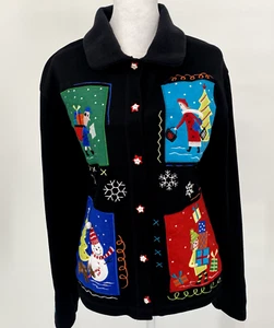 Onque Cardigan Sweater Women L Embroidered Snowflake Gifts Christmas Holiday - Picture 1 of 17
