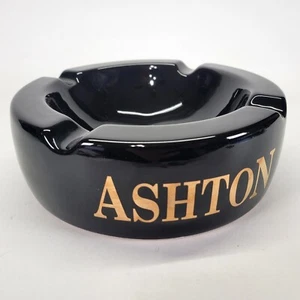 Cenicero Ashton Cigars grande 8,5 pulgadas de cerámica redondo negro dorado - Imagen 1 de 9