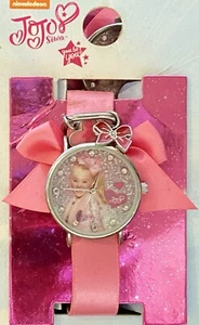 NUEVO JoJo Siwa Rosa Satinado Arco Analógico RELOJ Esfera Brillante Dijes AJUSTABLE A PRESIÓN - Imagen 1 de 3