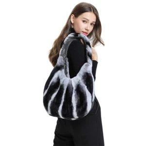 Moda vera pelliccia di coniglio Rex borse a tracolla per donna tempo libero borse - Foto 1 di 51