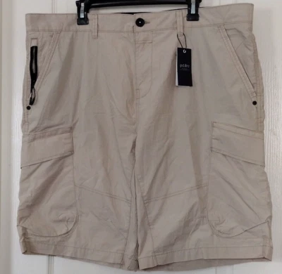 NUEVO CON ETIQUETAS PANTALONES CORTOS CARGO PD&C para hombre talla 42 frente plano tiro alto color natural Foto 1 de 4