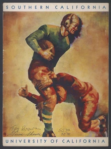 1931 USC CAL FOOTBALL PROGRAM AUTOGRAPHED GUS SHAVER TAY BROWN TWICE SIGNED JSA - Picture 1 of 7