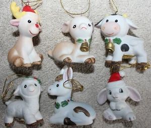 6 Estatuillas adorno de Navidad de animales bebés ternero conejo oveja burro HOMCO NUEVO DE LOTE ANTIGUO - Imagen 1 de 4