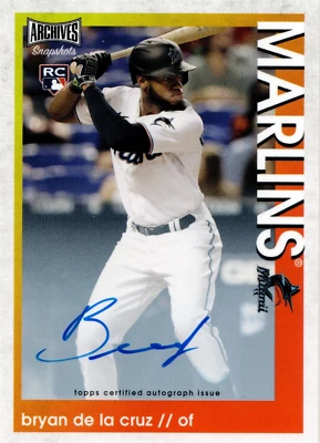 Bryan De La Cruz Miami Marlins 2022 Topps Archives Snapshot Autograph - Image 1 of 3