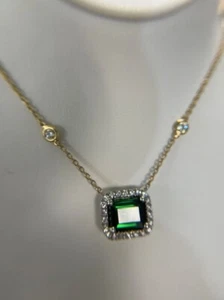 3CT Emerald Cut Lab-Created Green Emerald Women's Pendant 14K Yellow Gold Plated - Picture 1 of 5