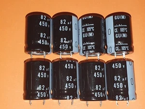 8x Elko 82µF / 450V 105°C 22x30mm Nichicon 82uF - Picture 1 of 3