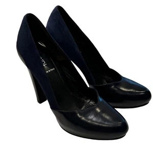 Fendi Leather And Suede Pumps Midnight Navy  Blue Size 6 Excellent! - Picture 1 of 12