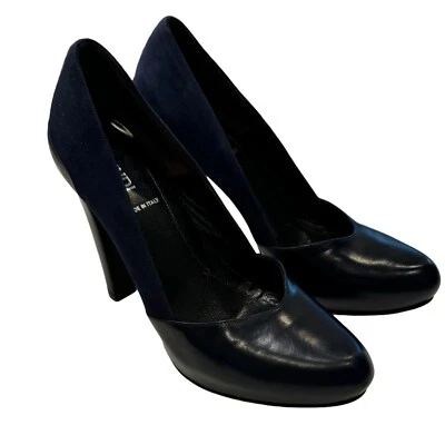Fendi Leather And Suede Pumps Midnight Navy  Blue Size 6 Excellent! - Image 1 of 4