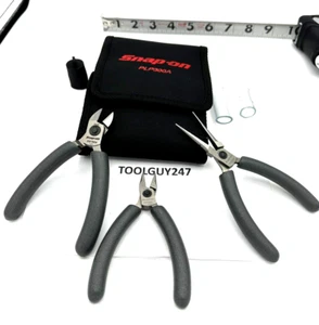 SNAP ON TOOLS USA DK GREY 3 Piece Soft Grip Precision Pliers Set PLP300A DT NEW+ - Bild 1 von 6