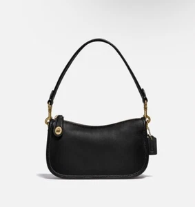 Coach Originals swinger 20 Glovetanned Leather Clutch Shoulder Bag Black C2643 - Picture 1 of 7