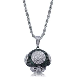 Super Mario Brothers Green Mushroom Pendant Necklace - Luigi Toad Peach Bowser  - Picture 1 of 3