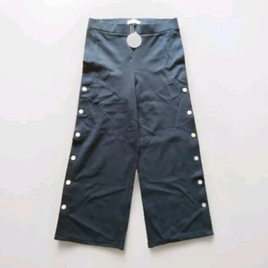 Pantaloni donna Patricia Luca Culotte crop blu navy gamba larga bottoni marinaio M-L nuovi con etichette - Foto 1 di 3