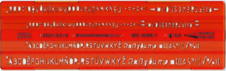 SCHRIFTSCHABLONE STANDARDGRAPH 2521 / 3,5 + 5 !! - Bild 1 von 1