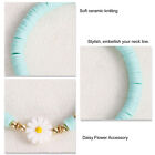 (Type 5 F)Women Clay Beaded Bracelet Daisy Flower Cute Soft Handcrafted AGS
