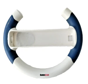 GameStop Edition White And Blue Wii Wheel For Super Mario Kart - Picture 1 of 4