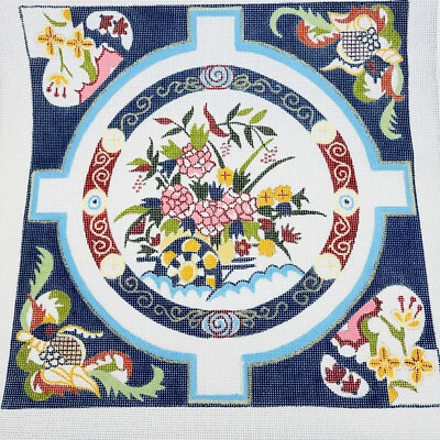 Candamar 8034 Tapestry Style Floral Blue Handpainted Needlepoint Canvas 14ct - Image 1 of 4