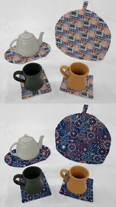 Americana Tea Pot Cozy & Coaster Set - Picture 1 of 9
