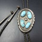 Vintage Heavy Gauge Sterling Silver ROBIN'S EGG BLUE TURQUOISE BOLO Tie