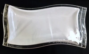 Chic Elegance, White Wave Dinner Platter Cradled In a Metal Basket. Unboxed - Picture 1 of 8