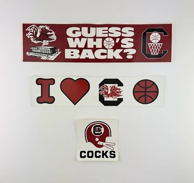 Rare NEW Vtg 80s NCAA South Carolina Gamecocks USC 3 Decal Bumper Stickers SEC - Image 1 of 4